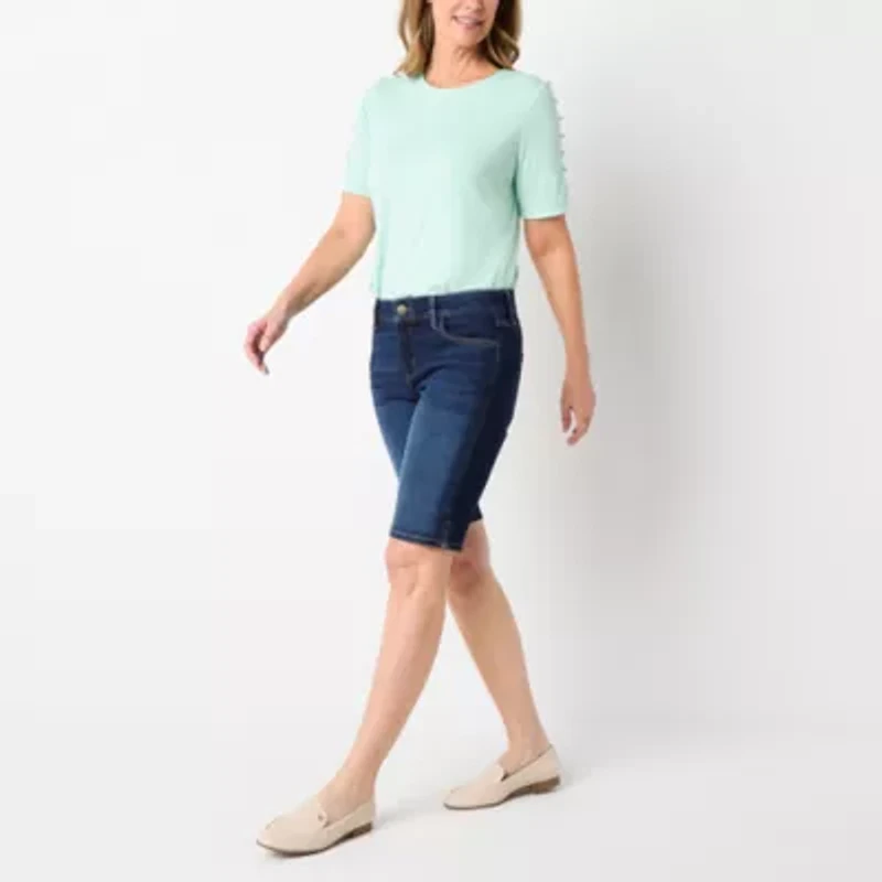 Liz Claiborne Sara Womens 11" Mid Rise Bermuda Short