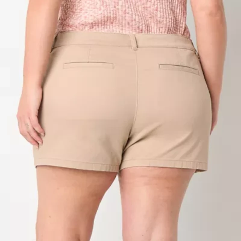 a.n.a Womens Plus 4 1/2" Mid Rise Chino Short