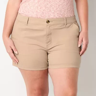 a.n.a Womens Plus 4 1/2" Mid Rise Chino Short