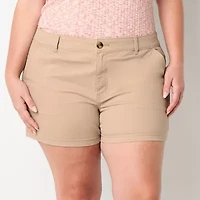 a.n.a Womens Plus 4 1/2" Mid Rise Chino Short