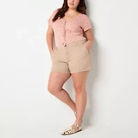 a.n.a Womens Plus 4 1/2" Mid Rise Chino Short