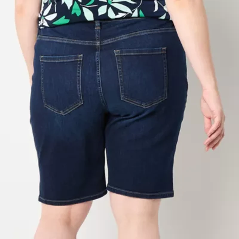 Liz Claiborne Sara Womens 11" Mid Rise Plus Bermuda Short
