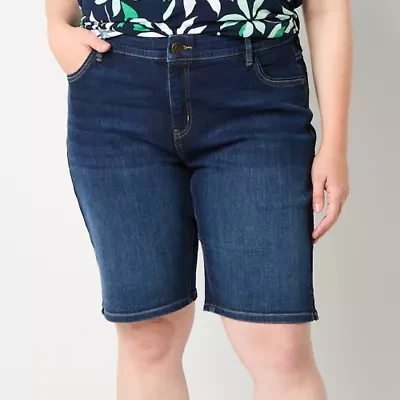 Liz Claiborne Sara Womens 11" Mid Rise Plus Bermuda Short