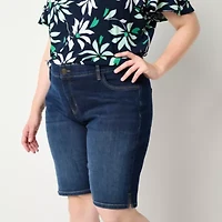 Liz Claiborne Sara Womens 11" Mid Rise Plus Bermuda Short