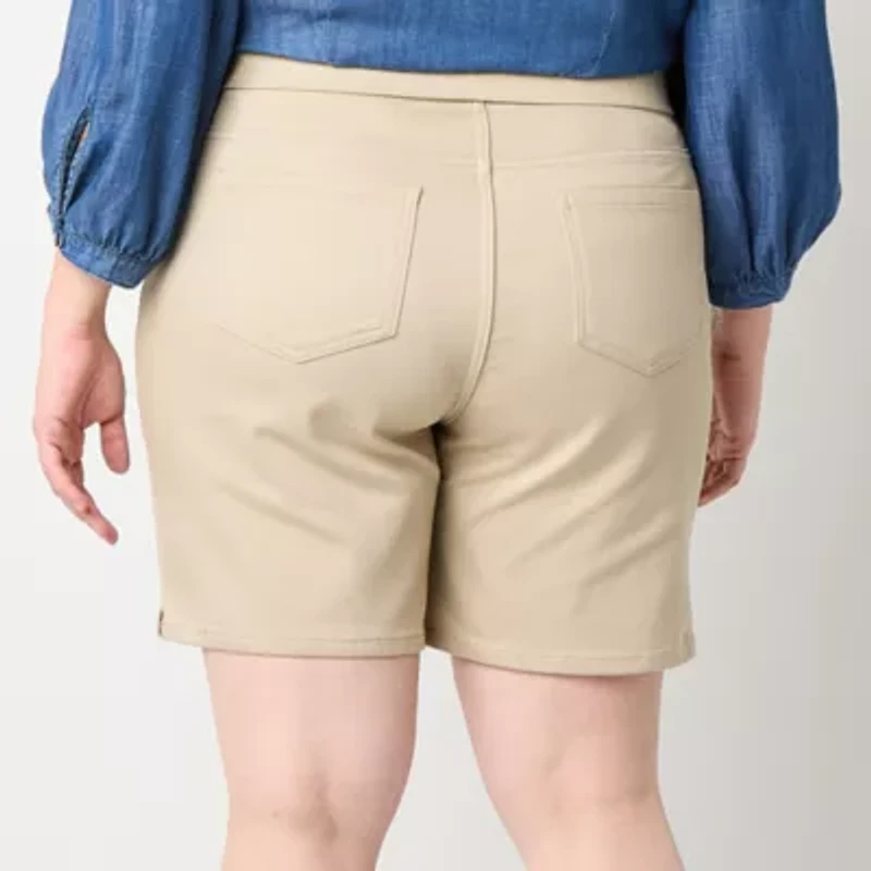 Liz Claiborne Amber Womens Mid Rise Plus Denim Pull-On Short