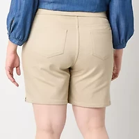Liz Claiborne Amber Womens Mid Rise Plus Denim Pull-On Short