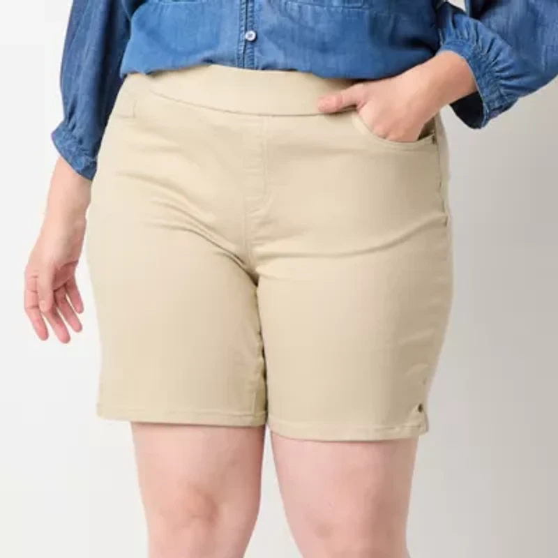 Liz Claiborne Amber Womens Mid Rise Plus Denim Pull-On Short
