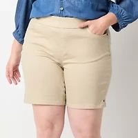 Liz Claiborne Amber Womens Mid Rise Plus Denim Pull-On Short