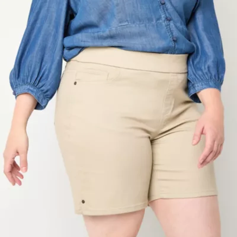 Liz Claiborne Amber Womens Mid Rise Plus Denim Pull-On Short
