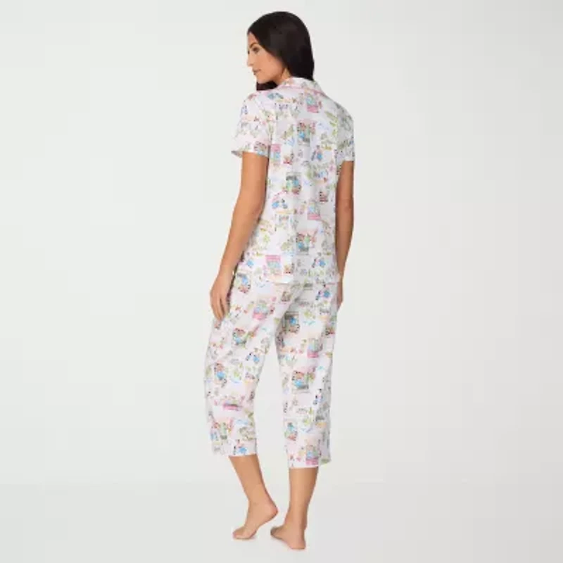 Cuddl Duds Womens V-Neck Short Sleeve 2-pc. Pajama Sets