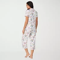 Cuddl Duds Womens V-Neck Short Sleeve 2-pc. Pajama Sets