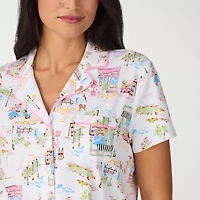 Cuddl Duds Womens V-Neck Short Sleeve 2-pc. Pajama Sets