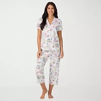 Cuddl Duds Womens V-Neck Short Sleeve 2-pc. Pajama Sets