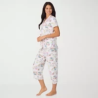Cuddl Duds Womens V-Neck Short Sleeve 2-pc. Pajama Sets