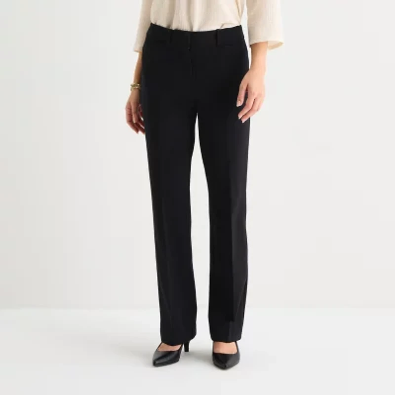 Liz Claiborne Emma Ponte Womens Tall Flare Mid Rise Pull-On Pant