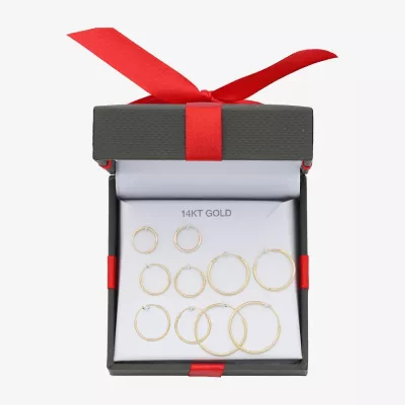 Womens 14K Gold 5 Pair Earring Set