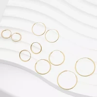 Womens 14K Gold 5 Pair Earring Set