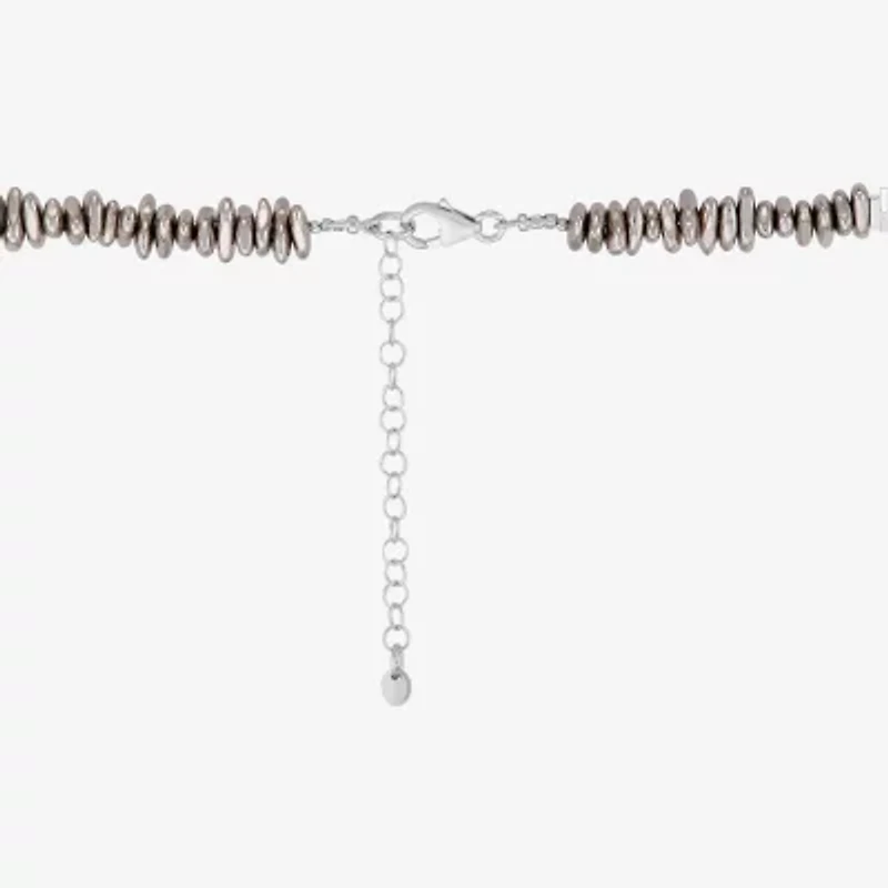 Silpada Silpada Womens White Hematite Sterling Silver 16 Inch Beaded Necklace