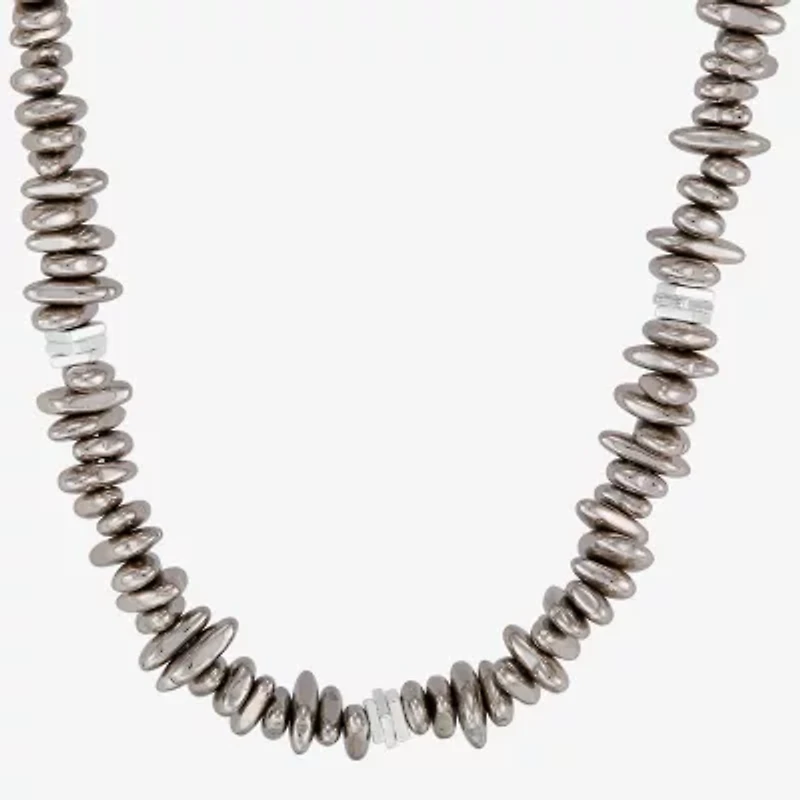 Silpada Silpada Womens White Hematite Sterling Silver 16 Inch Beaded Necklace