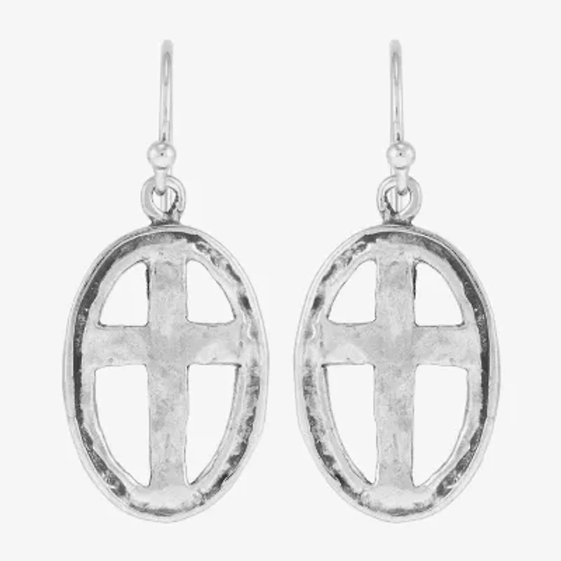 Silpada Cross Womens Sterling Silver Oval Drop Earrings