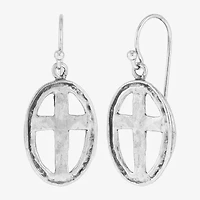 Silpada Cross Womens Sterling Silver Oval Drop Earrings