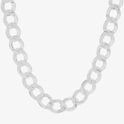 Womens Sterling Silver 24 Inch Curb Chain Necklace