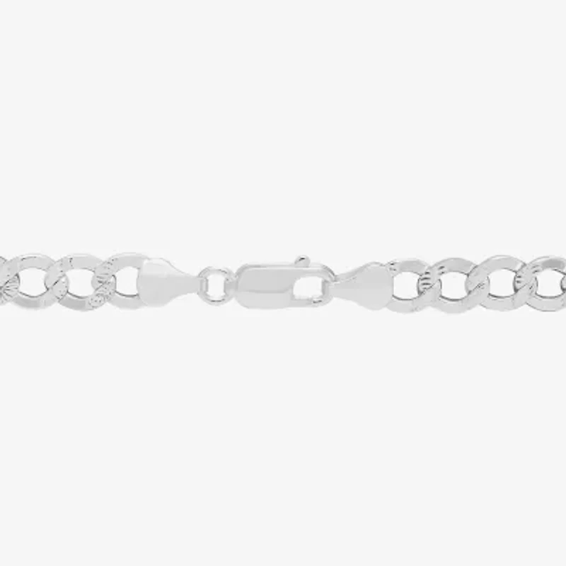 Womens Sterling Silver 8 1/2 Inch Solid Curb Chain Bracelet