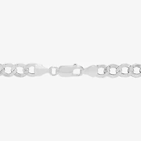 Womens Sterling Silver 8 1/2 Inch Solid Curb Chain Bracelet