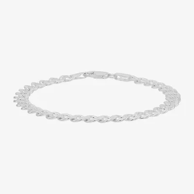 Womens Sterling Silver 8 1/2 Inch Solid Curb Chain Bracelet