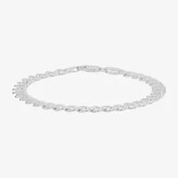 Womens Sterling Silver 8 1/2 Inch Solid Curb Chain Bracelet