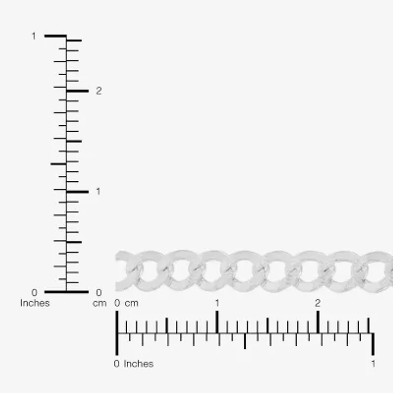 Womens Sterling Silver 8 1/2 Inch Solid Curb Chain Bracelet