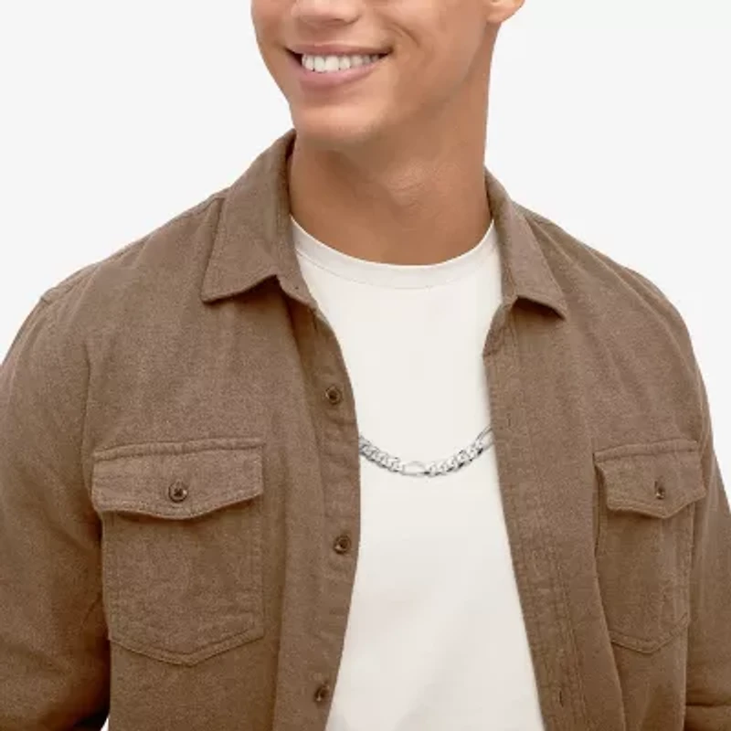 Made in Italy Mens Sterling Silver 24 Inch Figaro Chain Necklace