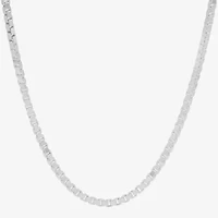 Made in Italy Womens Sterling Silver Inch Box Chain Necklace