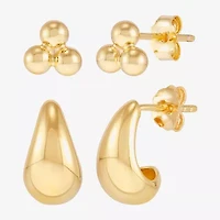 Silver Addiction Womens 14K Gold Over Silver 2 Pair Earring Set