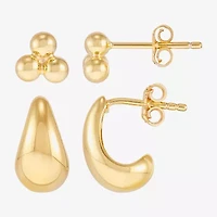 Silver Addiction Womens 14K Gold Over Silver 2 Pair Earring Set