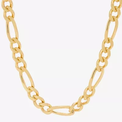 Made in Italy Mens 24K Gold Over Silver 24 Inch Figaro Chain Necklace