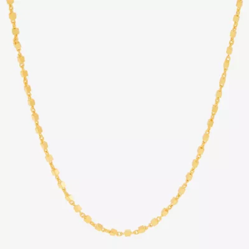 Made in Italy Womens 24K Gold Over Silver 20 Inch Link Chain Necklace