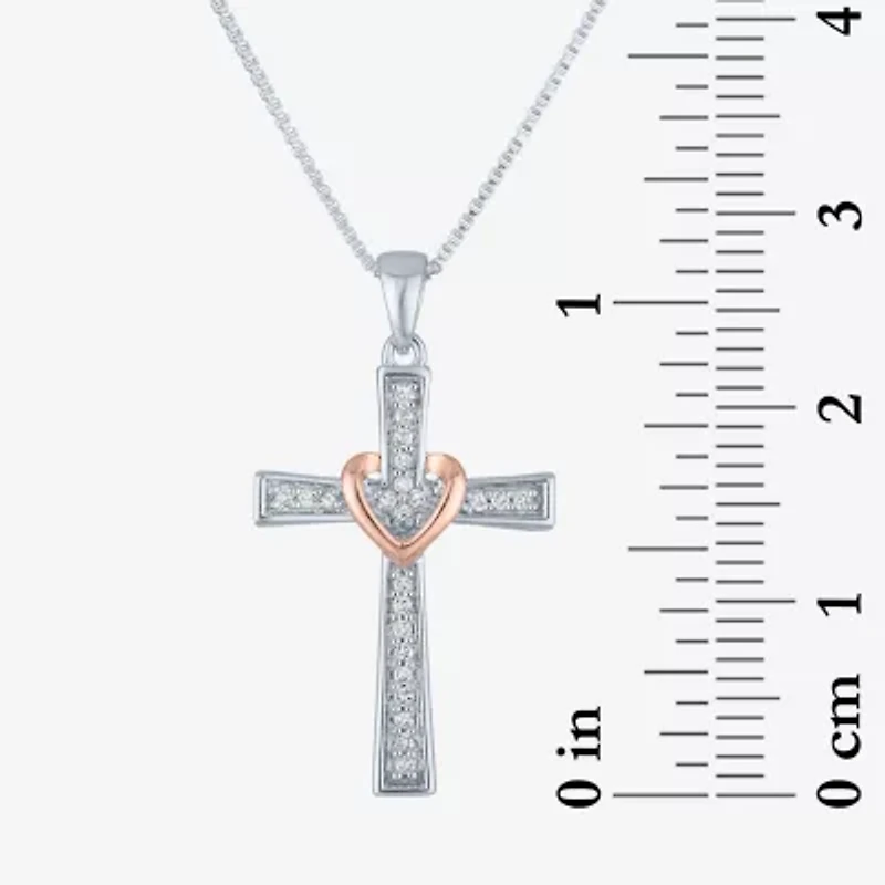 1/10 CT.T.W. Natural White Diamond Sterling Silver Cross Pendant Necklace