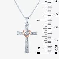 1/10 CT.T.W. Natural White Diamond Sterling Silver Cross Pendant Necklace