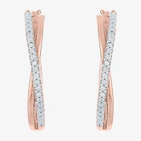 1/10 CT. T.W. Diamond X-Hoop Earrings in Sterling Silver or 14K Gold Over Silver