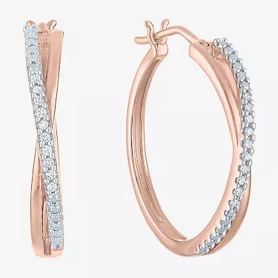 1/10 CT. T.W. Diamond X-Hoop Earrings in Sterling Silver or 14K Gold Over Silver