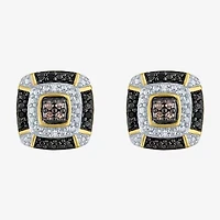 1/10 CT.T.W. Natural White, Champagne and Color-Enhanced Black Diamond Earrings