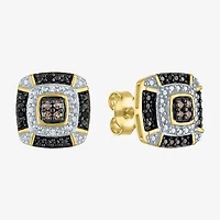1/10 CT.T.W. Natural White, Champagne and Color-Enhanced Black Diamond Earrings
