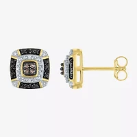 1/10 CT.T.W. Natural White, Champagne and Color-Enhanced Black Diamond Earrings