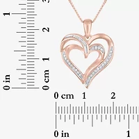 Womens 1/10 CT. T.W. Natural White Diamond Sterling Silver or 14K Gold Over Heart Pendant Necklace