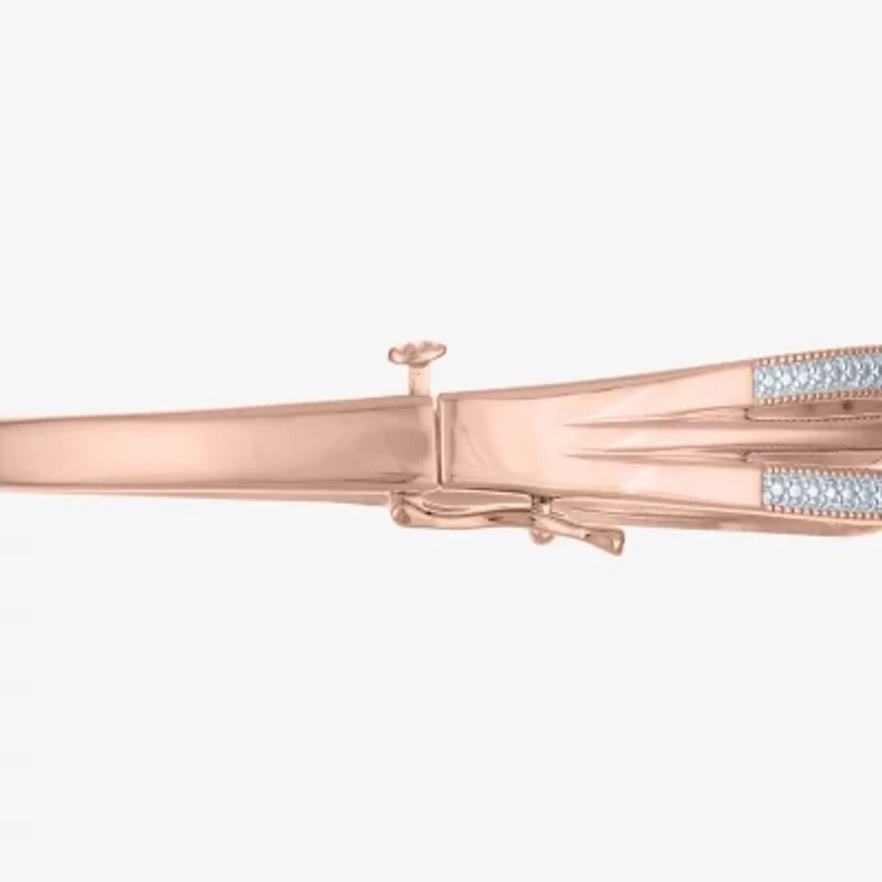 1/10 CT. T.W. Diamond Crossover Bangle Bracelet Sterling Silver or 14K Gold Over