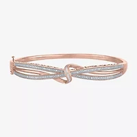 1/10 CT. T.W. Diamond Crossover Bangle Bracelet Sterling Silver or 14K Gold Over