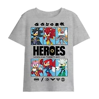 Little & Big Kid Boys Crew Neck Short Sleeve Regular Fit Sonic the Hedgehog Graphic T-Shirt