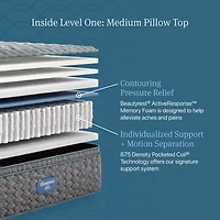 Beautyrest Level One 14.25" Medium Pillow top - Mattress + Box Spring