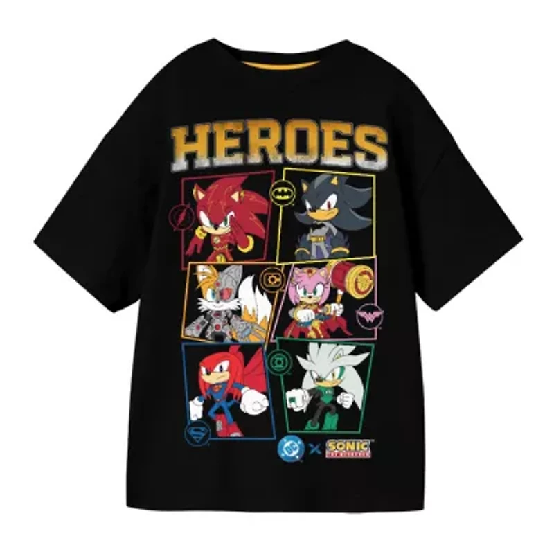 Little & Big Kid Boys Crew Neck Short Sleeve Oversized Sonic the Hedgehog Graphic T-Shirt